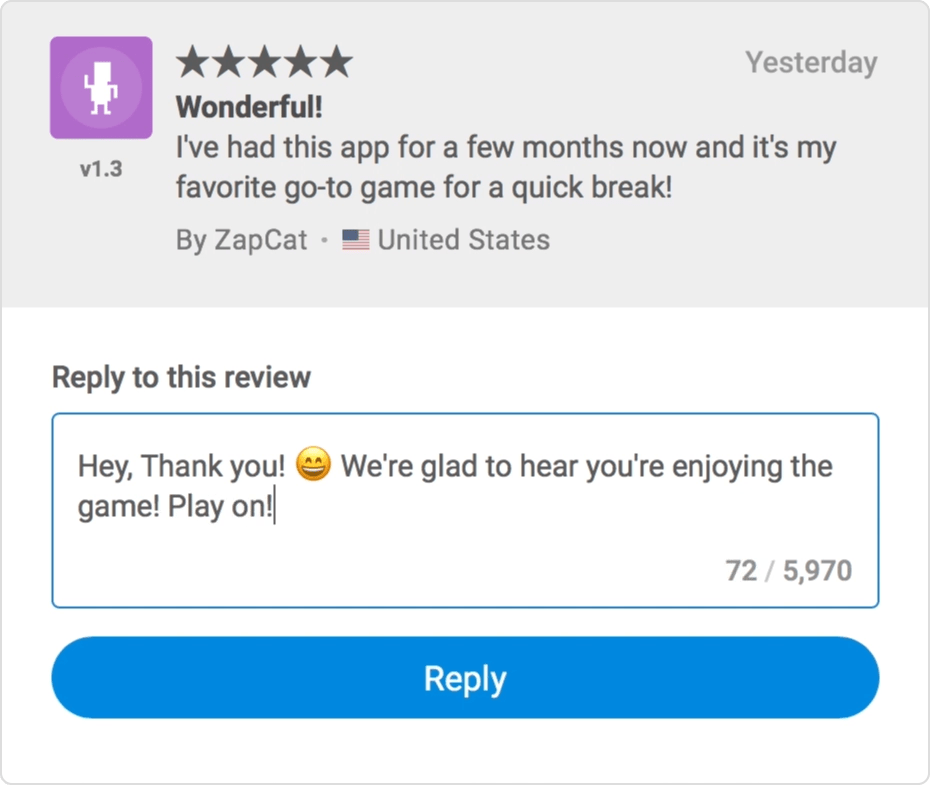 Cách bạn phản hồi Review của khách hàng sẽ tạo nên độ tin cậy cho ứng dụng của bạn