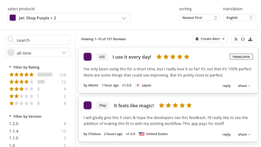 Monitor and reply to app reviews