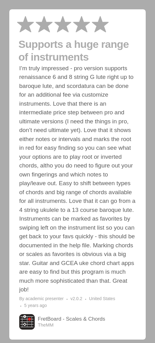 FretBoard - Scales & Chords review on iOS App Store